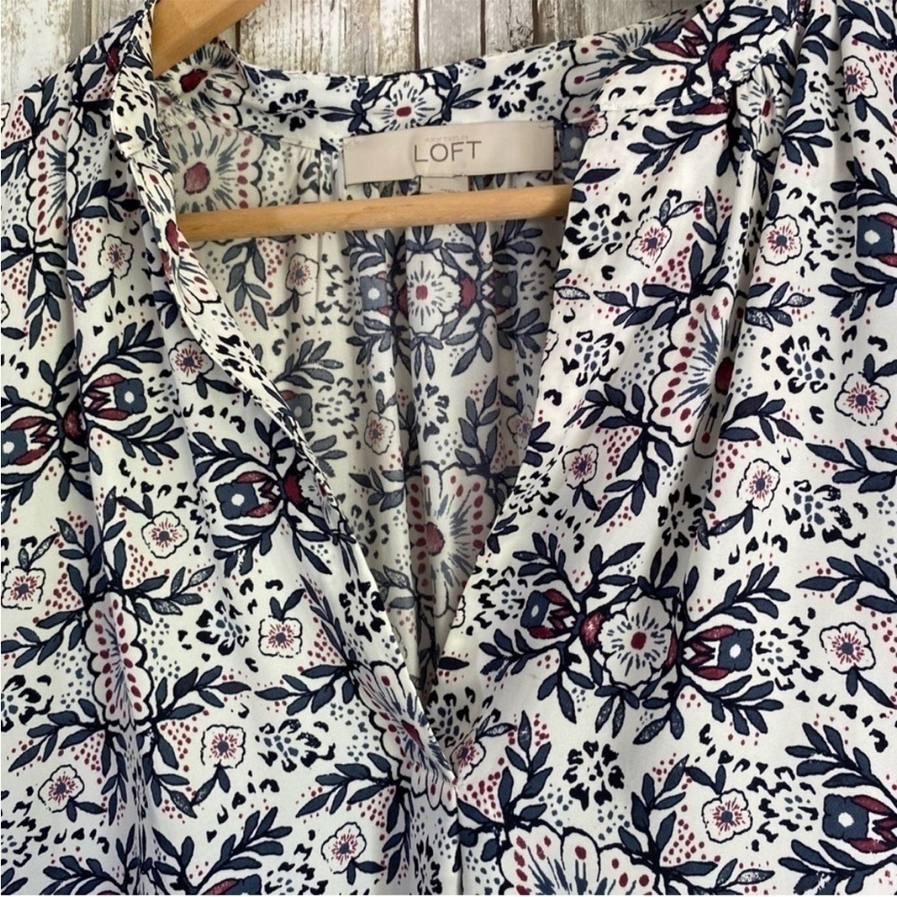Loft White Sleeveless Floral High Low - Picture 5 of 6
